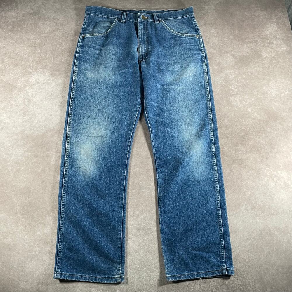 Vintage Wrangler Jeans Mens 34x28 Medium Wash Denim Straight Leg Regular Fit